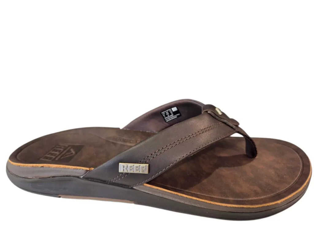 Reef Reef Leather Offshore Dark Brown Teenslippers Donker Bruin Leer Heren