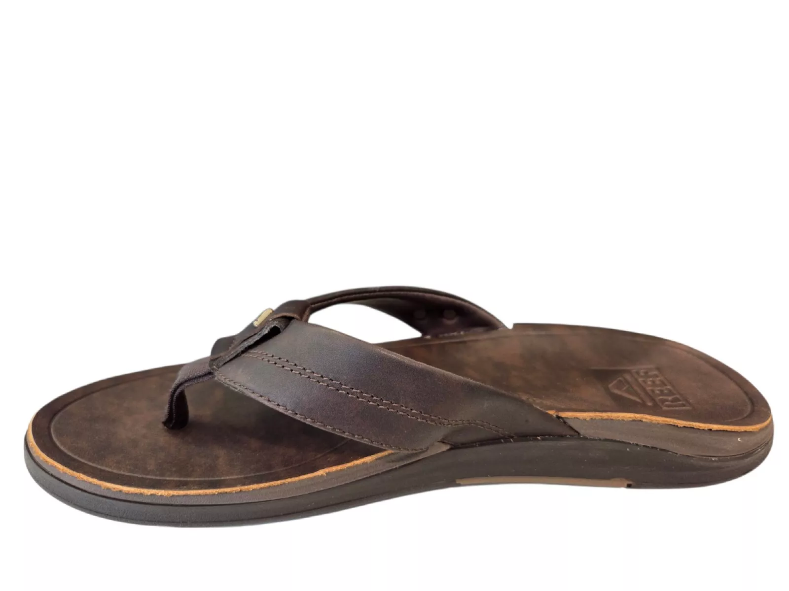 Reef Reef Leather Offshore Dark Brown Teenslippers Donker Bruin Leer Heren
