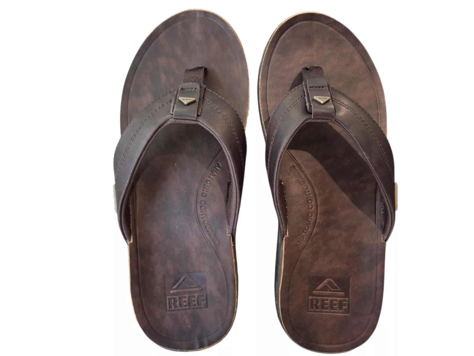 Reef Reef Leather Offshore Dark Brown Teenslippers Donker Bruin Leer Heren
