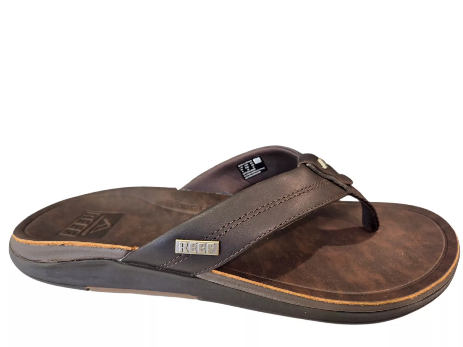 Reef Reef Leather Offshore Dark Brown Teenslippers Donker Bruin Leer Heren