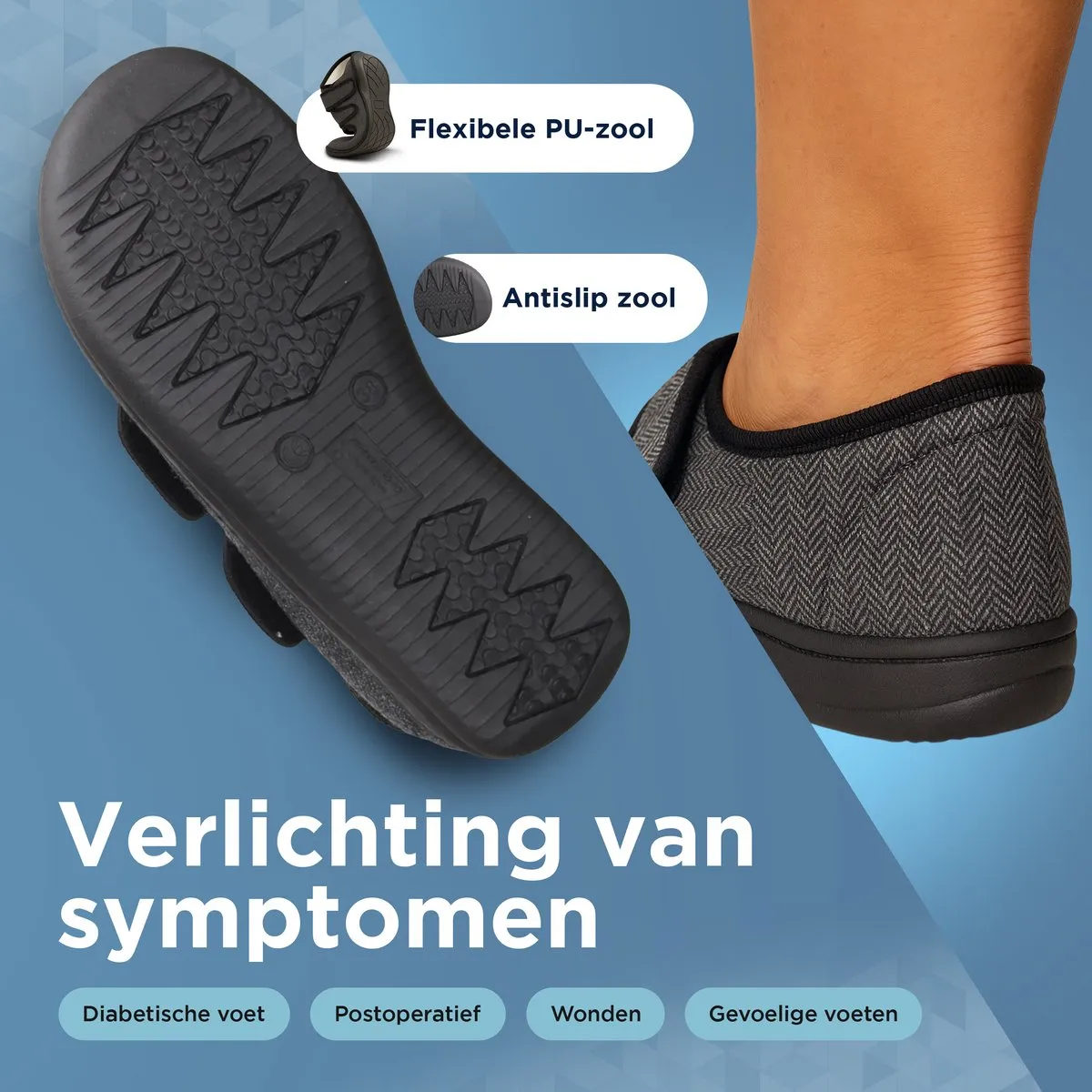 Liromed Liromed Kampen Zwart 476-1003 Medische Verbandpantoffels Zwart Bamboe-textiel Uniseks Breedtemaat L Zorgvergoeding Mogelijk