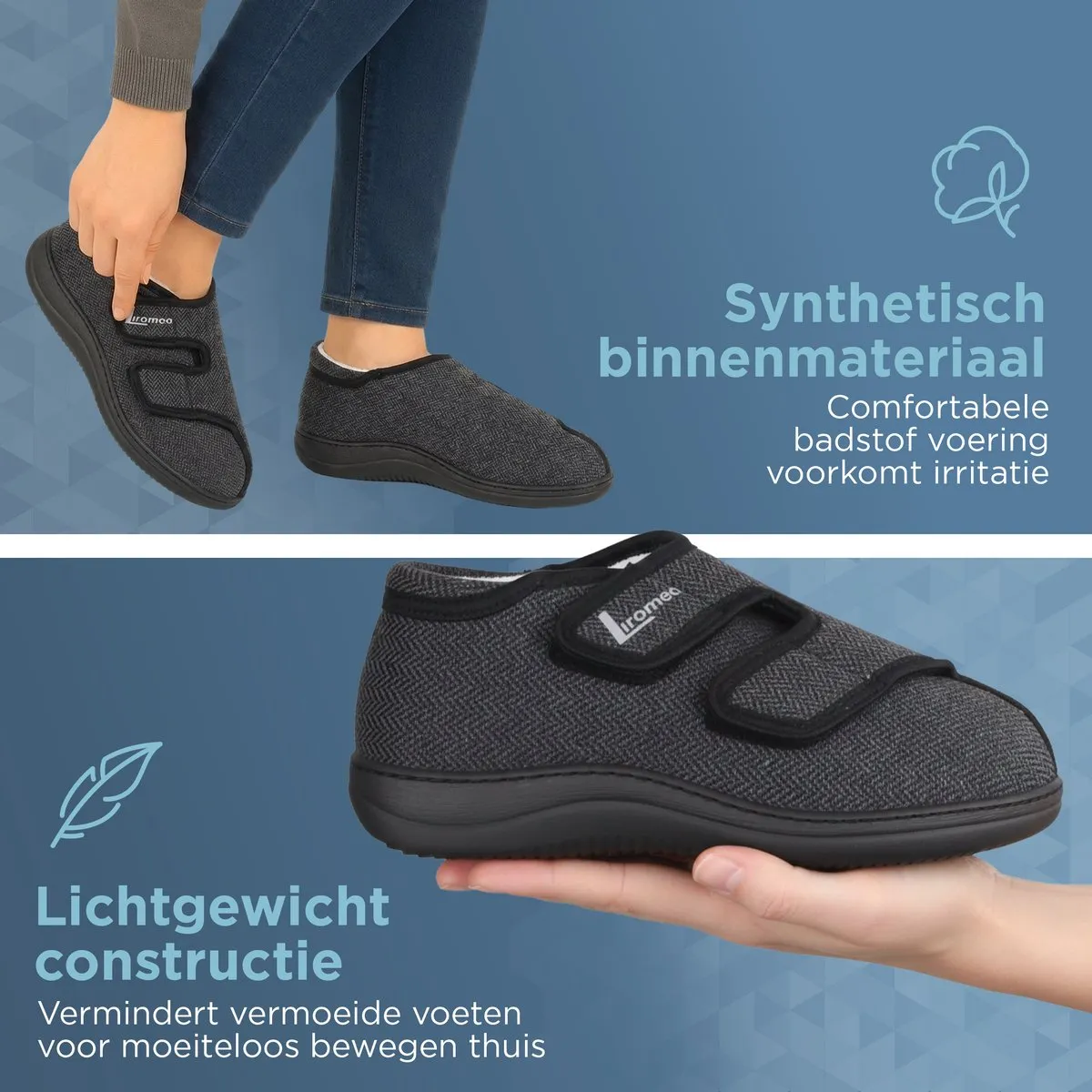 Liromed Liromed Kampen Zwart 476-1003 Medische Verbandpantoffels Zwart Bamboe-textiel Uniseks Breedtemaat L Zorgvergoeding Mogelijk