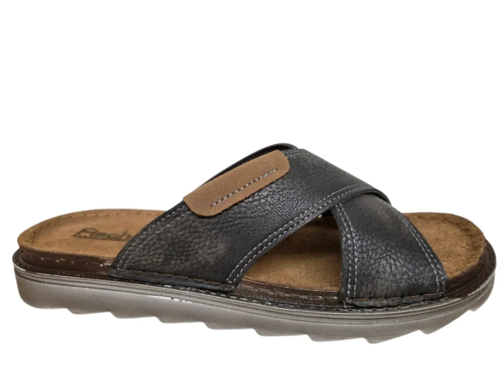 Fischer Fischer 566660 205 Slippers Grijs/Blauw Leer Heren