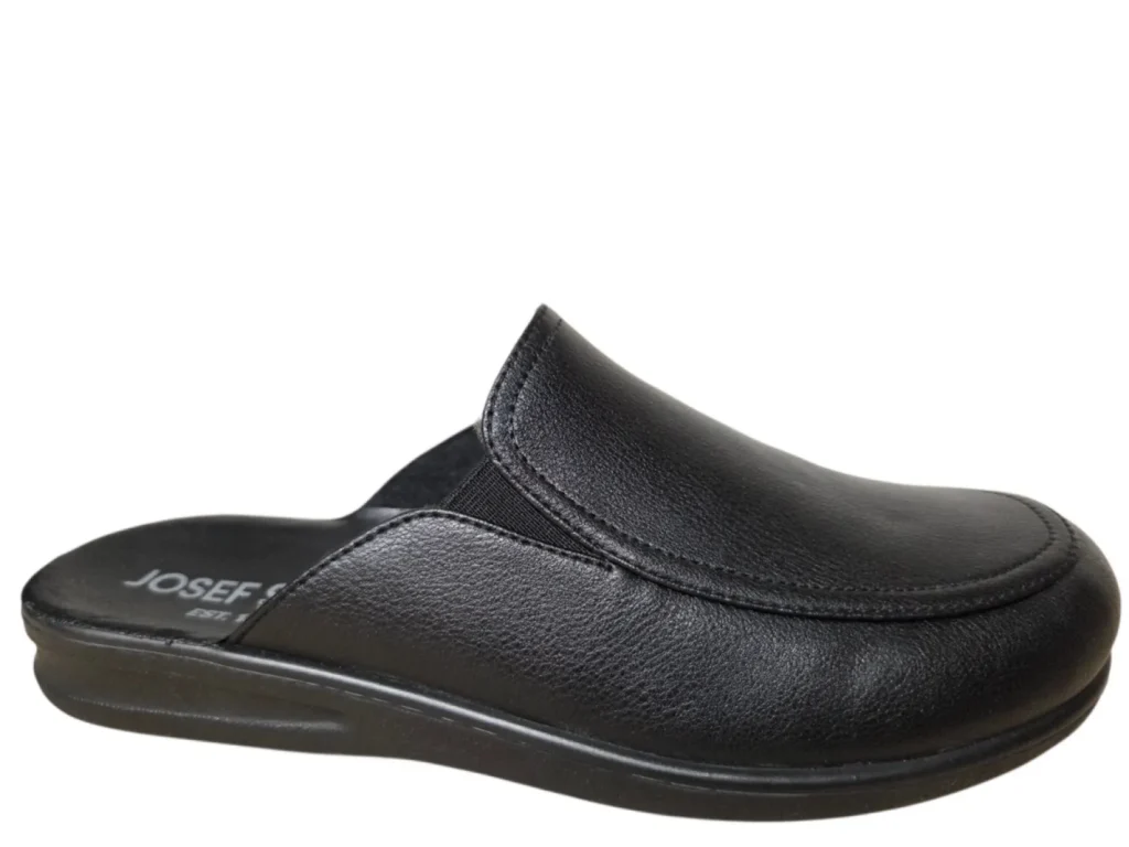 Josef Seibel Josef Seibel Belfort 20 Black Open Pantoffel Zwart Leer Heren