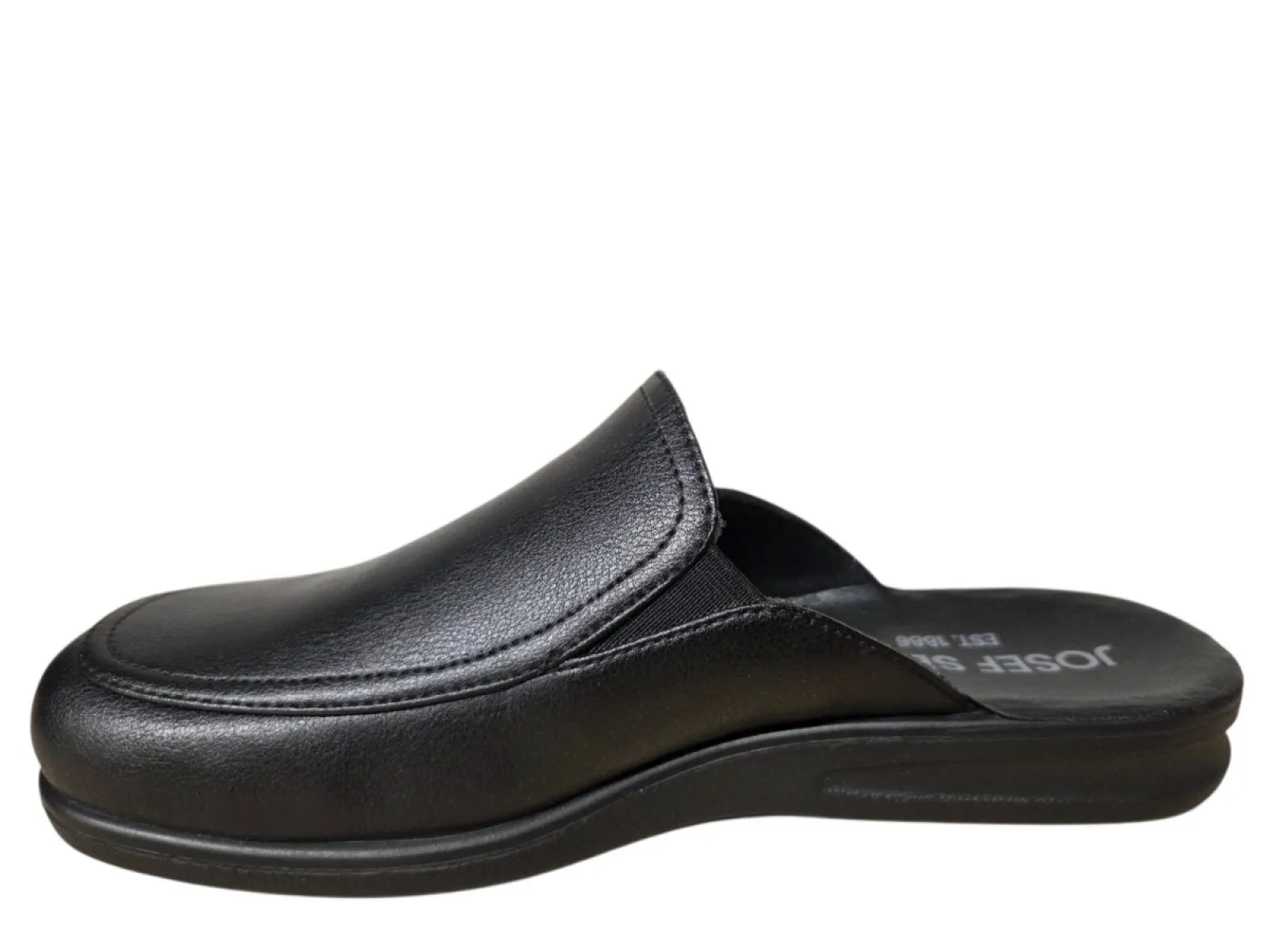 Josef Seibel Josef Seibel Belfort 20 Black Open Pantoffel Zwart Leer Heren