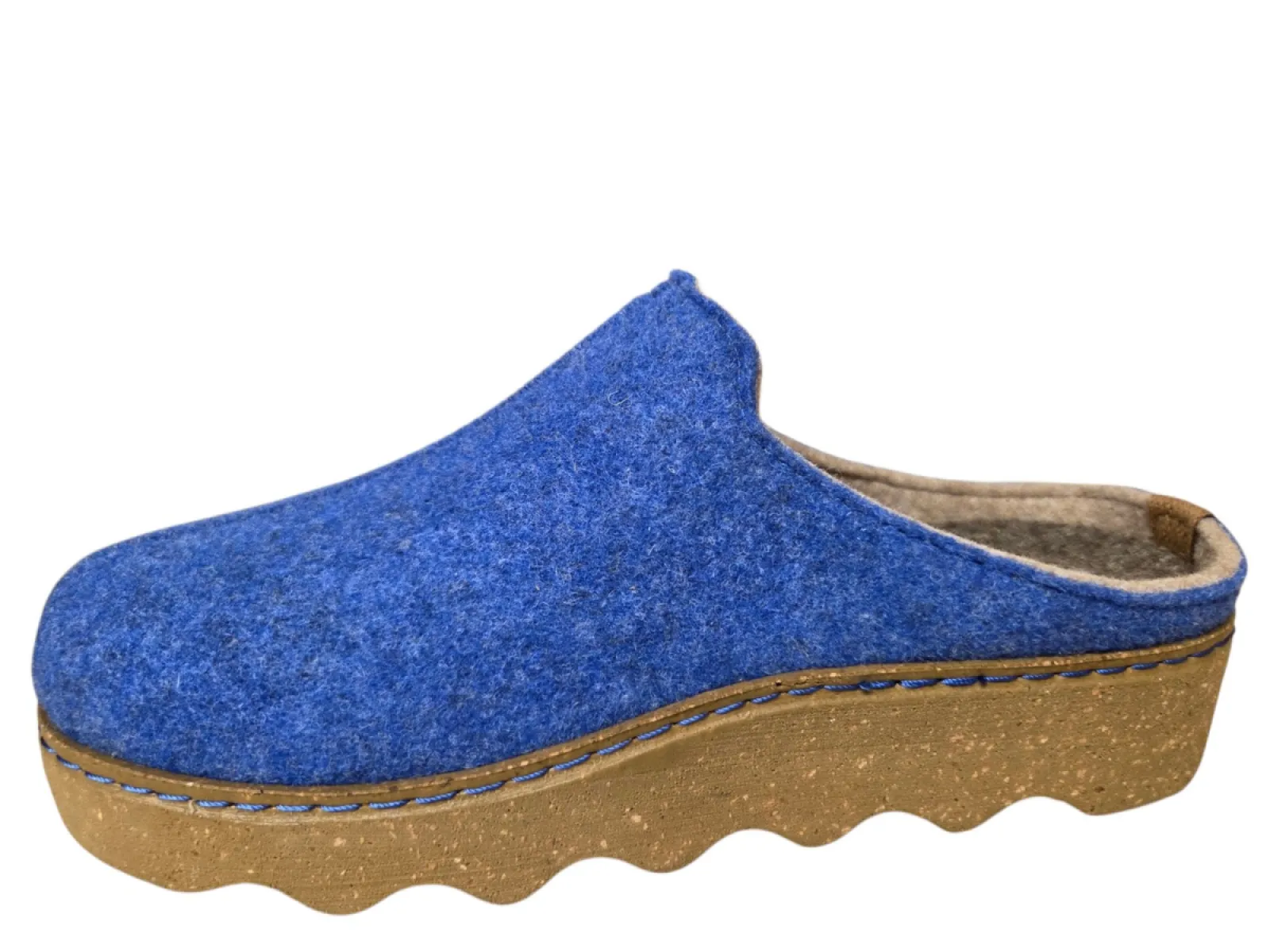 Rohde Rohde 6122 50 Open Pantoffels Sloffen Koningsblauw Vilt Dames