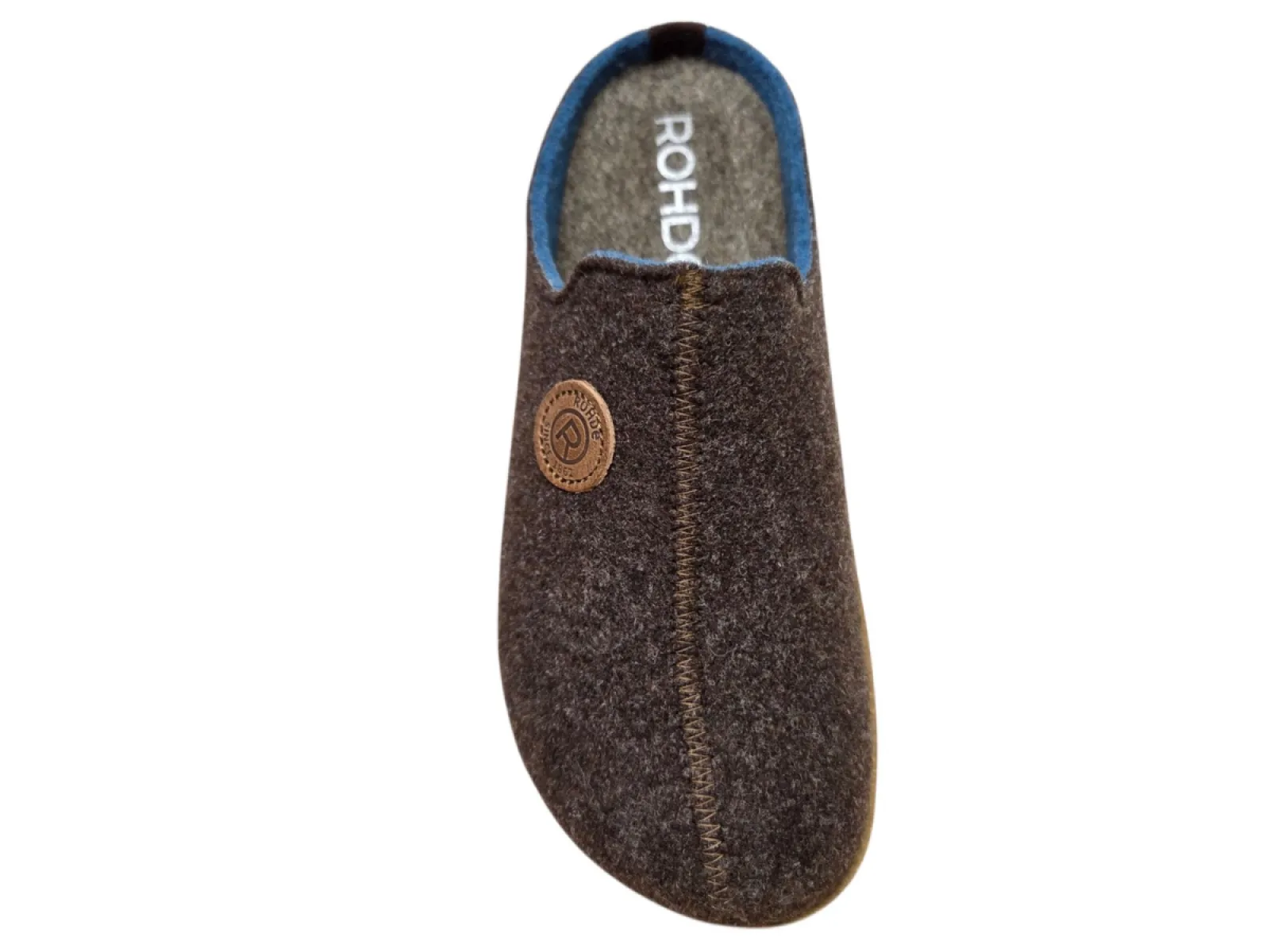 Rohde Rohde 6122 72 Pantoffels Open Sloffen Bruin/Blauw Vilt Dames