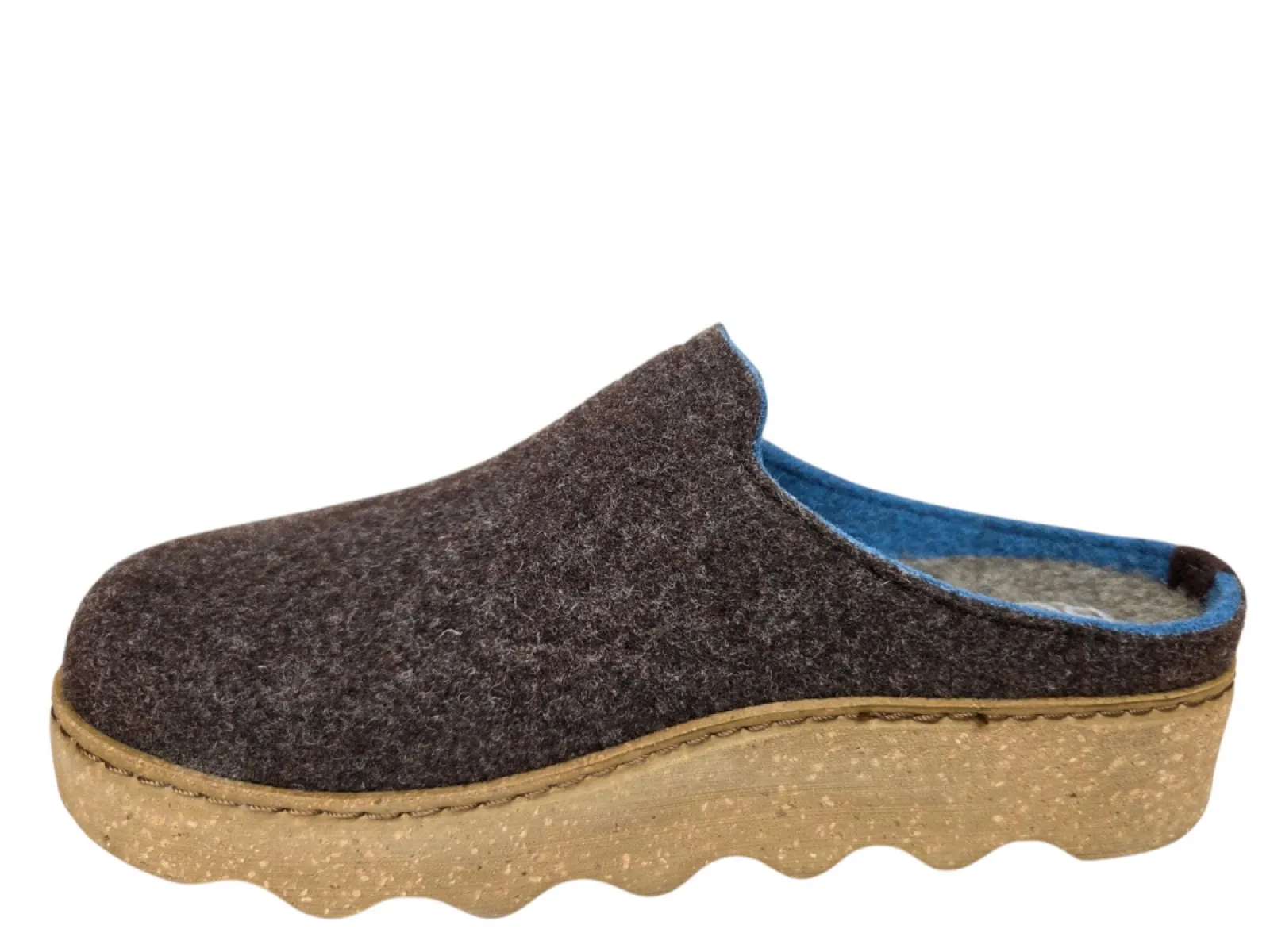 Rohde Rohde 6122 72 Pantoffels Open Sloffen Bruin/Blauw Vilt Dames