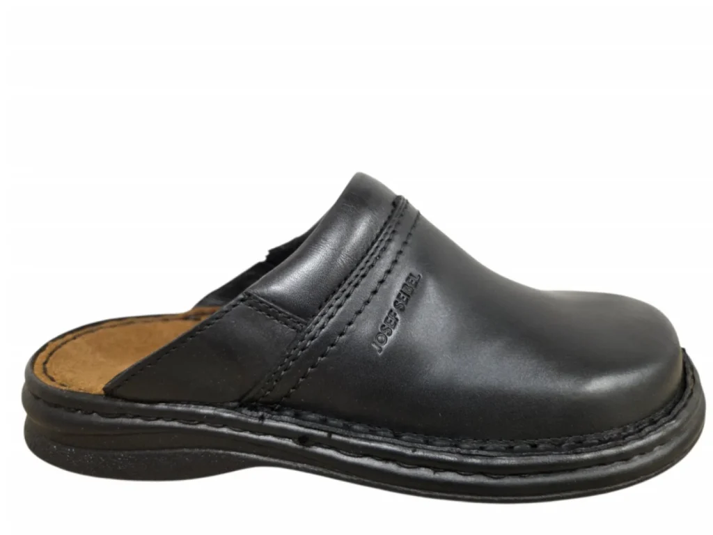 Josef Seibel Josef Seibel Max Black Pantoffel Open Muilen Zwart Leer Heren