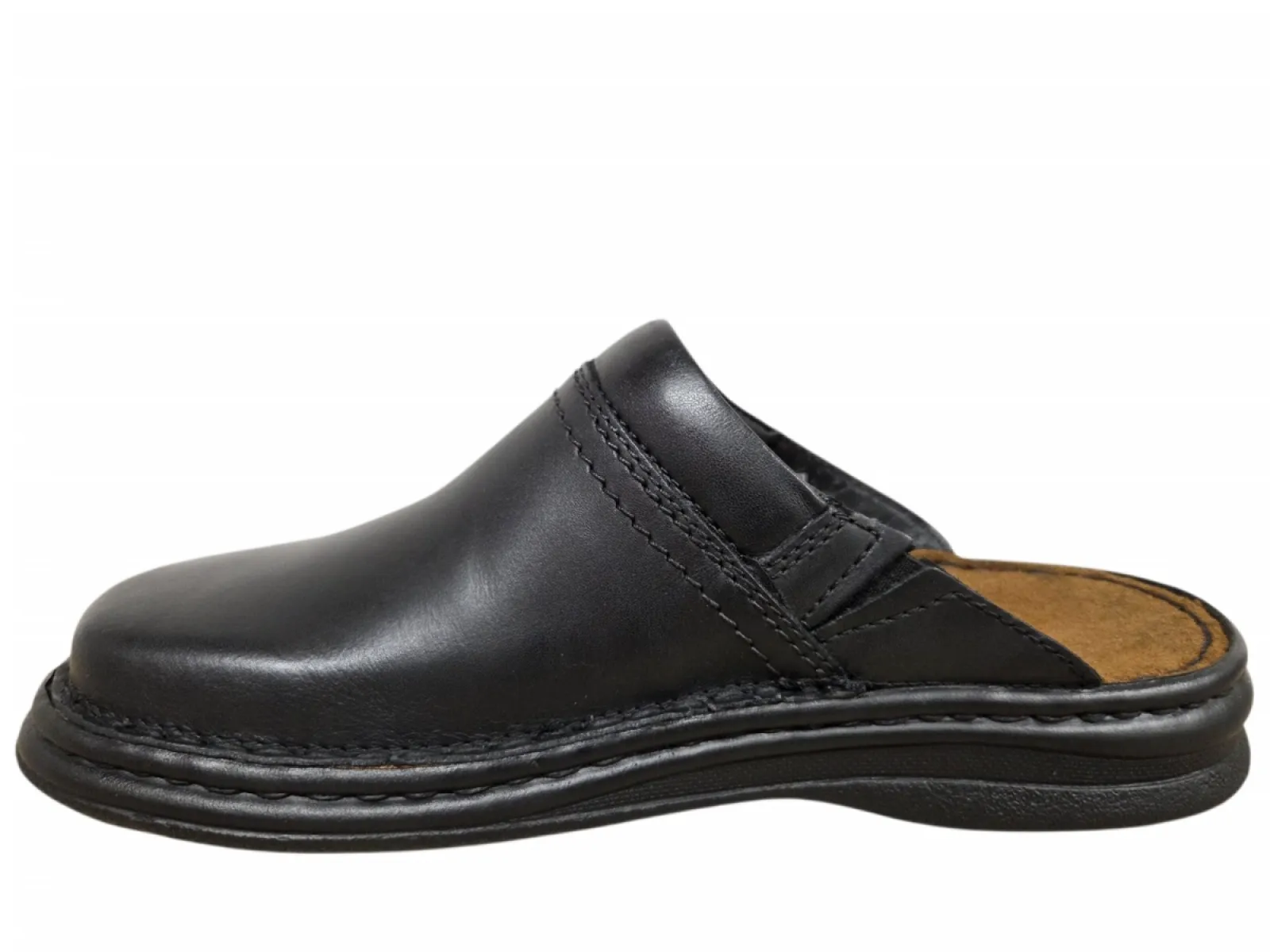 Josef Seibel Josef Seibel Max Black Pantoffel Open Muilen Zwart Leer Heren