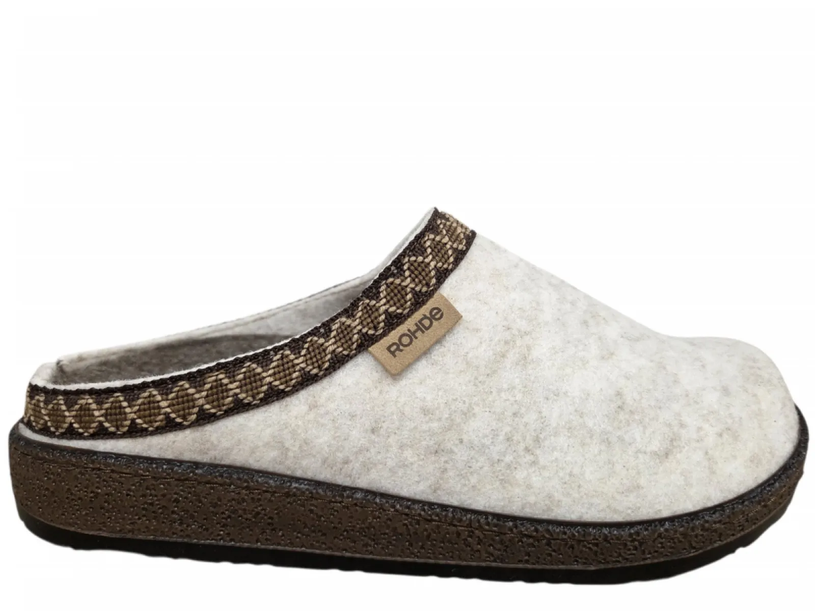 Rohde Rohde 6425 13 Pantoffel Open Sloffen Wit Vilt Dames