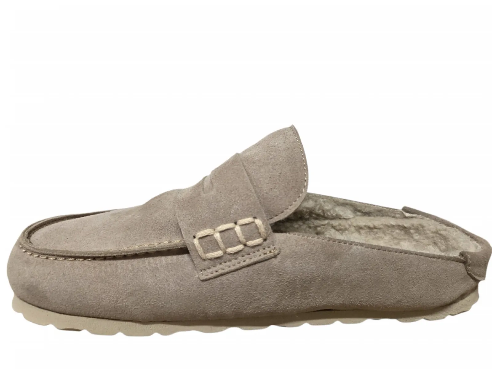 Verbenas Verbenas Movy Coccon Piedra Pantoffel Open Sloffen Beige Suede Dames