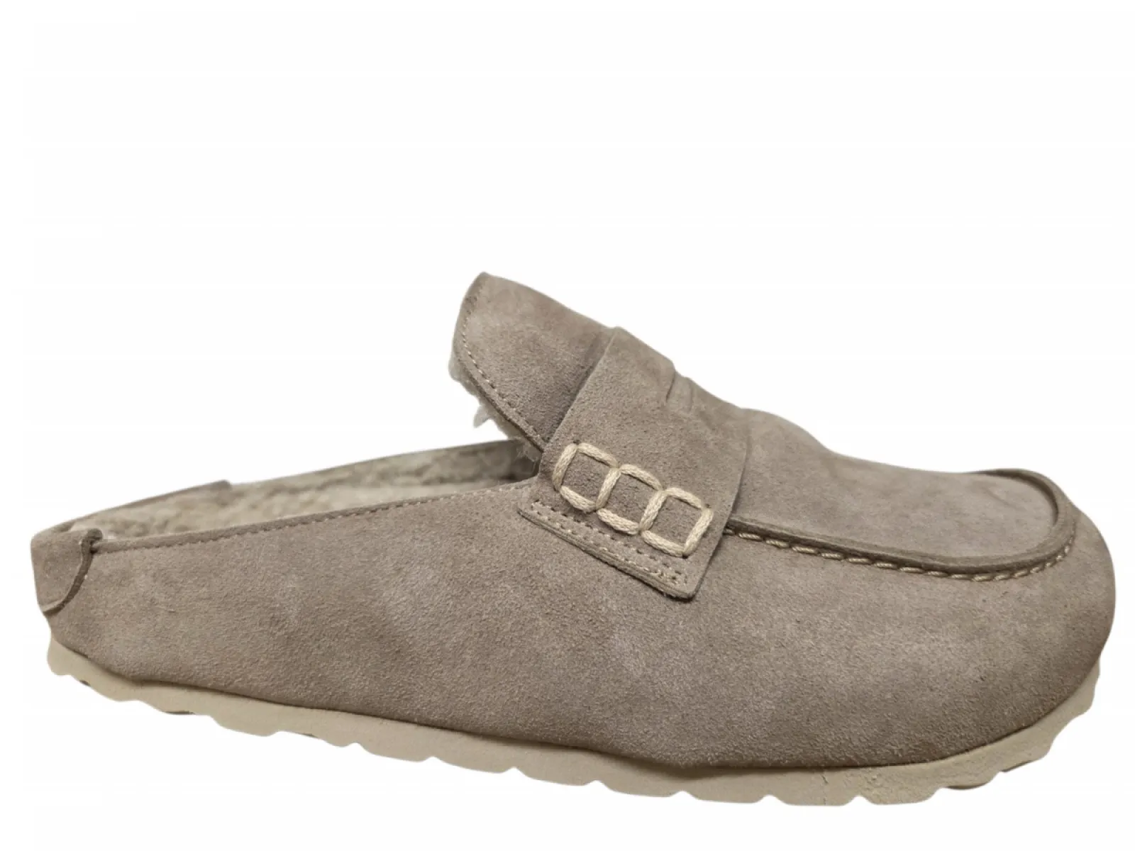 Verbenas Verbenas Movy Coccon Piedra Pantoffel Open Sloffen Beige Suede Dames
