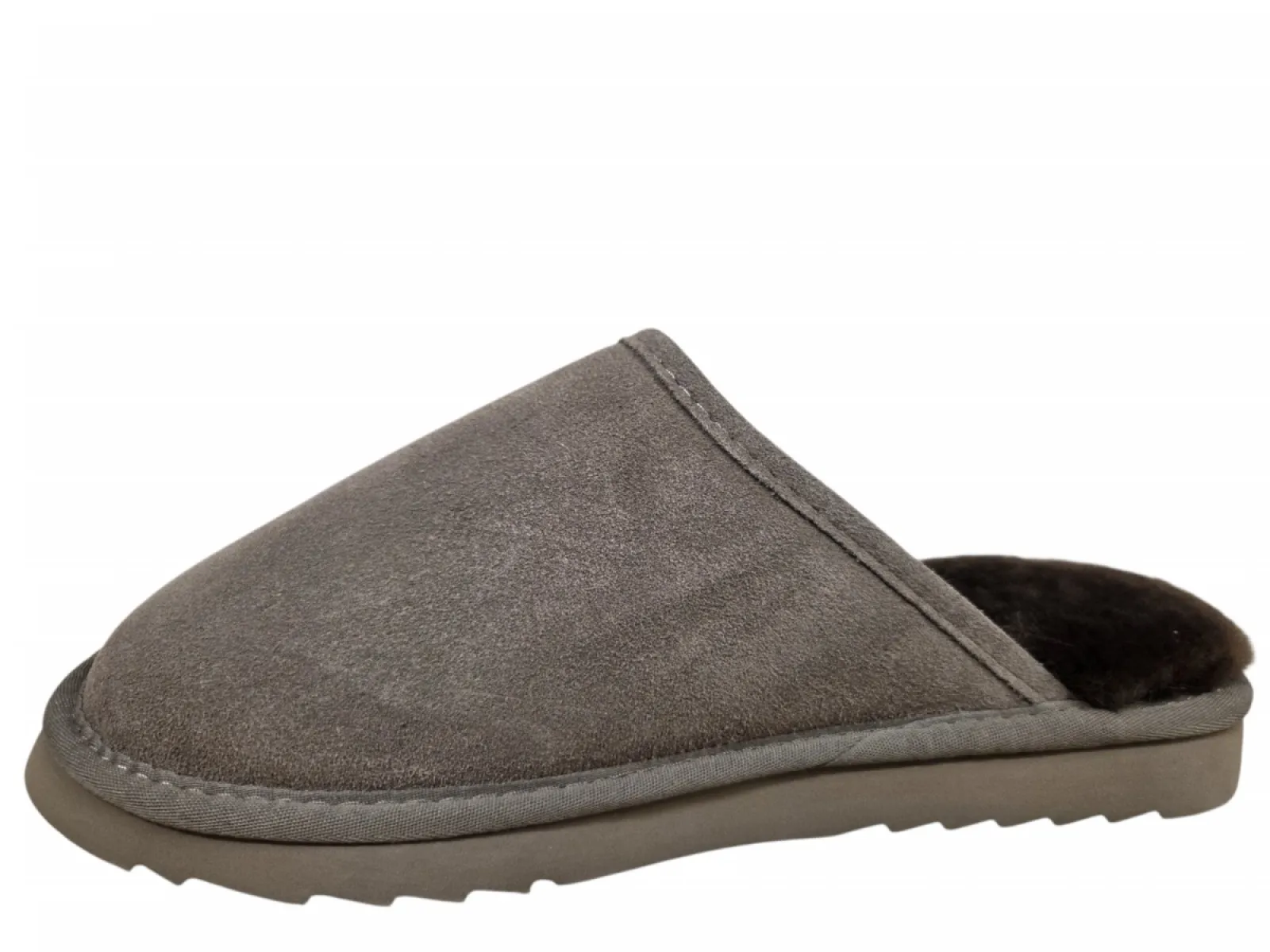 Warmbat Warmbat Classic Unisex Suede Pebble Pantoffels Open Sloffen Bruin/Grijs Suede Uniseks