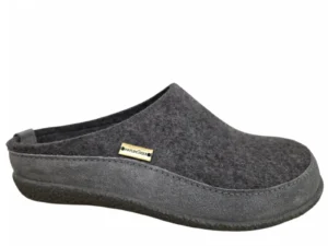 Haflinger Haflinger Blizzard Skane 004 Anthrazit Pantoffels Open Sloffen Grijs Vilt en Suede Heren