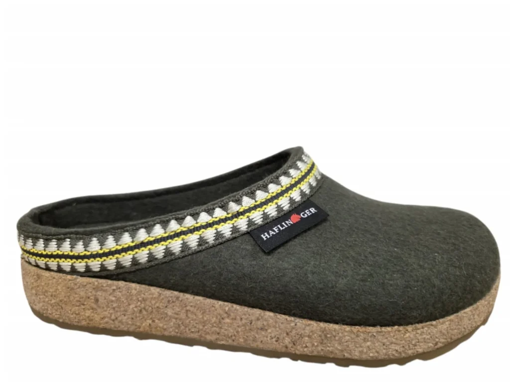 Haflinger Haflinger Grizzly Lucky 039 Mos Pantoffels Open Sloffen Groen Vilt Dames