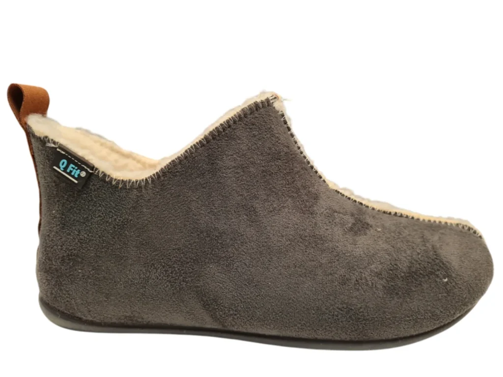 Q Fit Q Fit Madrid Suede Antraciet Pantoffels Dichte Sloffen Antraciet Suede Dames