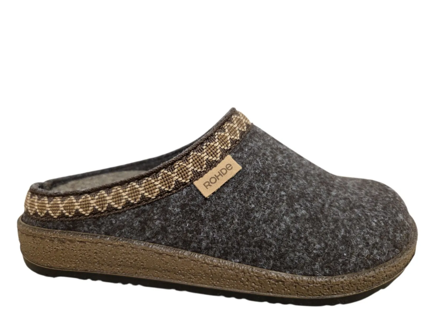 Rohde Rohde 6425 72 Pantoffels Open Sloffen Bruin Wol Dames