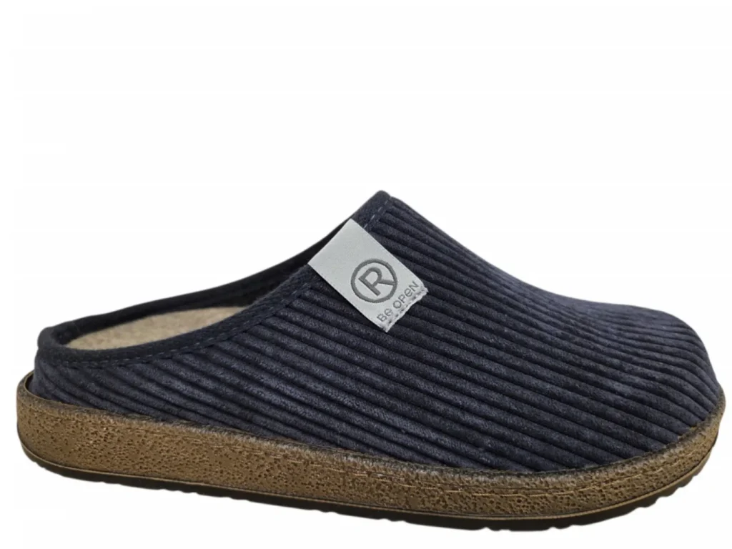Rohde Rohde 6786 55 Pantoffel Open Sloffen Blauw Rib Textiel Heren