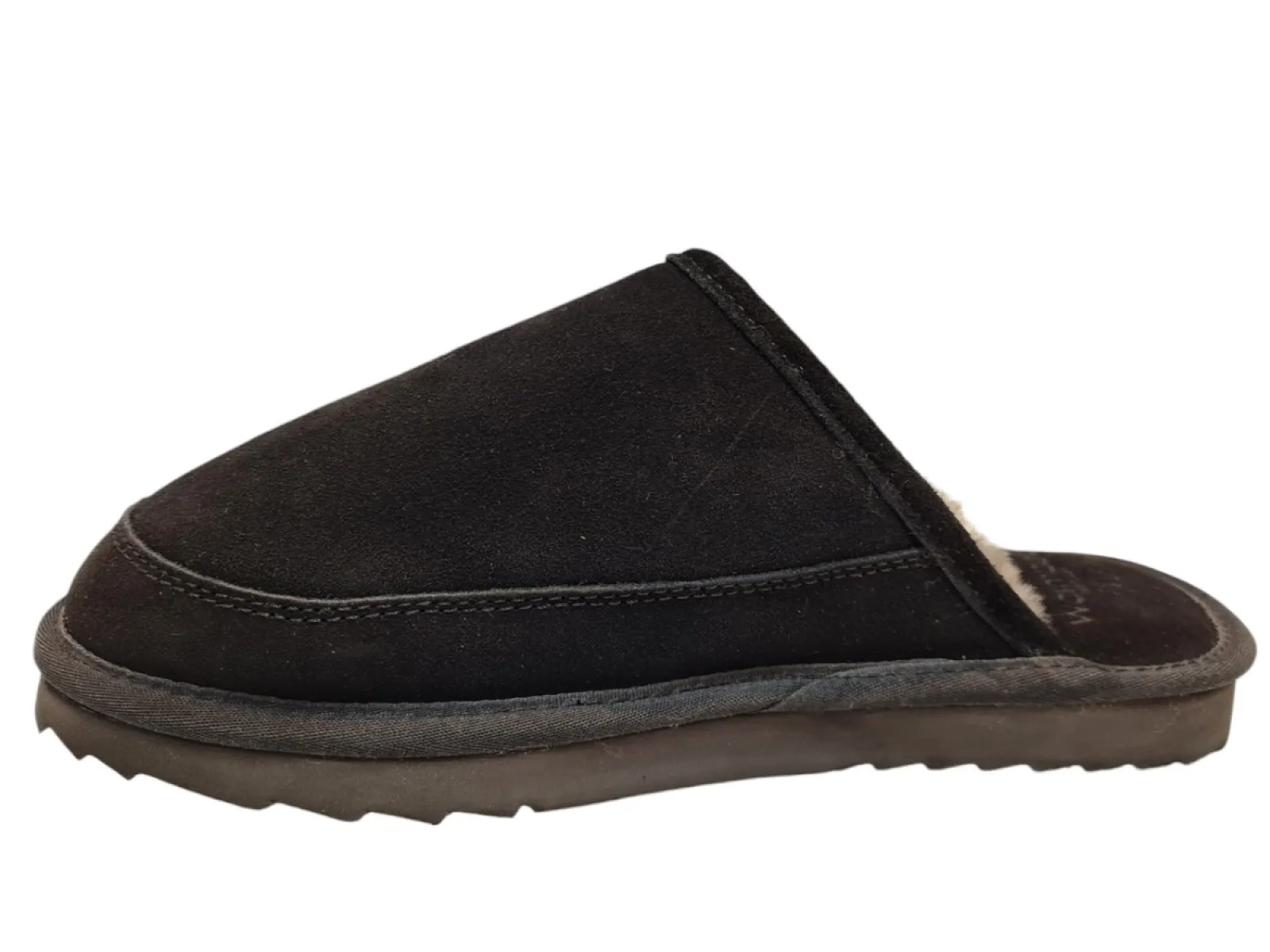 Warmbat Warmbat Cowra Men Suede Black Pantoffels Open Sloffen Zwart Suede Heren